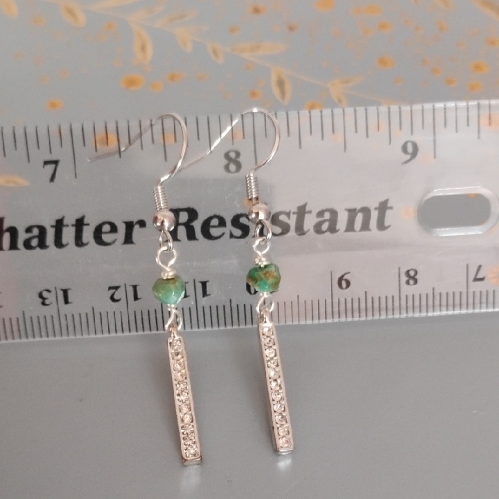 Kingman Turquoise Silver Bar Earrings